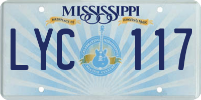 MS license plate LYC117