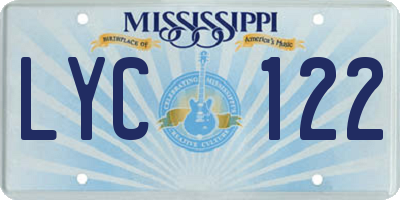 MS license plate LYC122