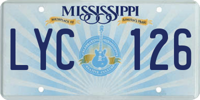 MS license plate LYC126