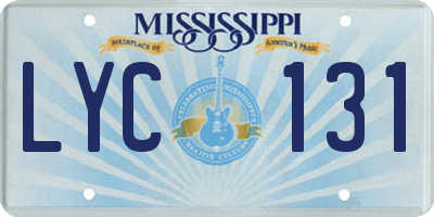 MS license plate LYC131