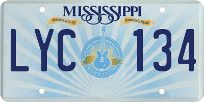MS license plate LYC134