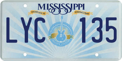 MS license plate LYC135