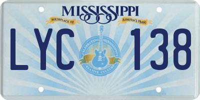MS license plate LYC138