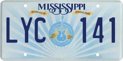 MS license plate LYC141