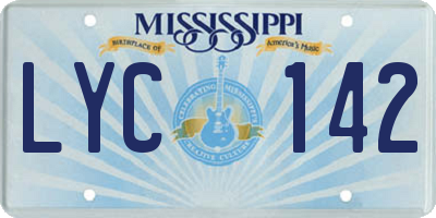 MS license plate LYC142