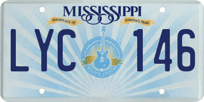 MS license plate LYC146