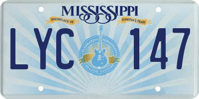 MS license plate LYC147