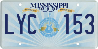 MS license plate LYC153