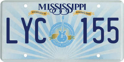 MS license plate LYC155
