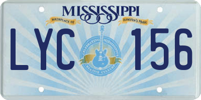 MS license plate LYC156