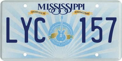MS license plate LYC157