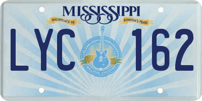 MS license plate LYC162