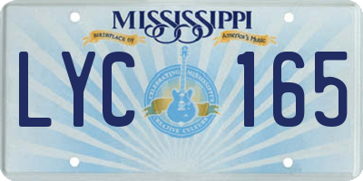 MS license plate LYC165
