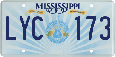 MS license plate LYC173