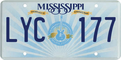 MS license plate LYC177
