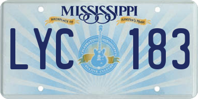 MS license plate LYC183