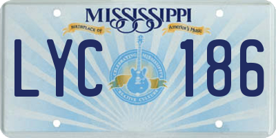 MS license plate LYC186