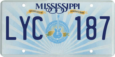 MS license plate LYC187