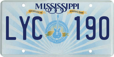 MS license plate LYC190