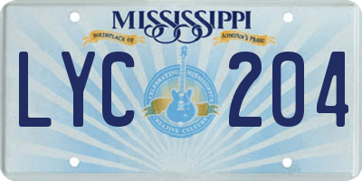 MS license plate LYC204