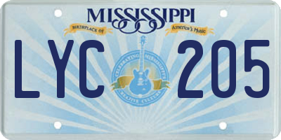 MS license plate LYC205