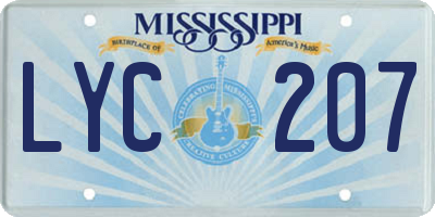 MS license plate LYC207
