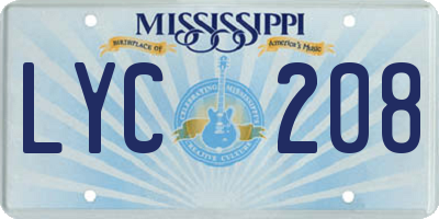 MS license plate LYC208