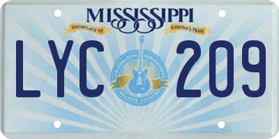MS license plate LYC209