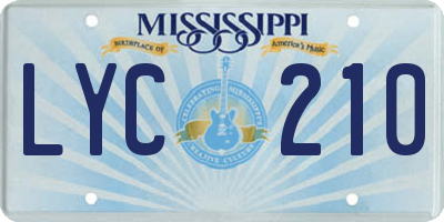 MS license plate LYC210