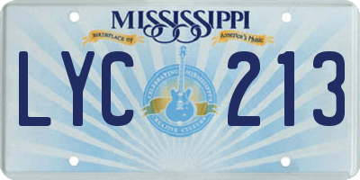 MS license plate LYC213