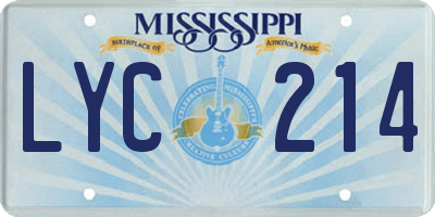 MS license plate LYC214