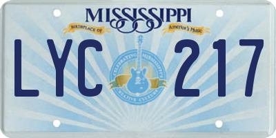 MS license plate LYC217