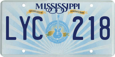MS license plate LYC218