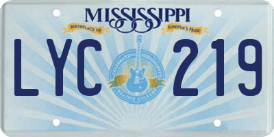 MS license plate LYC219
