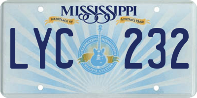 MS license plate LYC232
