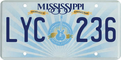 MS license plate LYC236