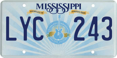 MS license plate LYC243