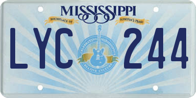MS license plate LYC244