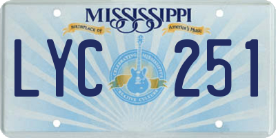 MS license plate LYC251