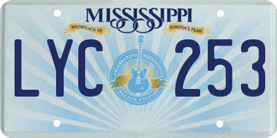 MS license plate LYC253