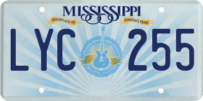 MS license plate LYC255