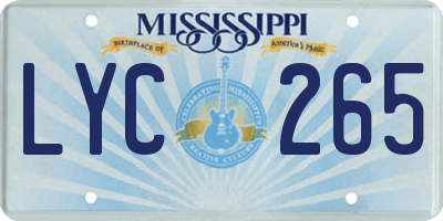 MS license plate LYC265