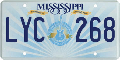 MS license plate LYC268