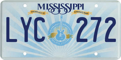 MS license plate LYC272