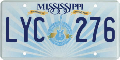 MS license plate LYC276