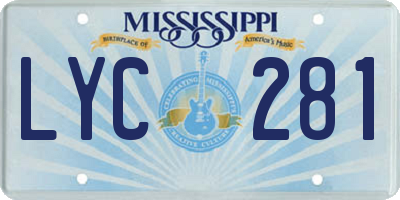MS license plate LYC281