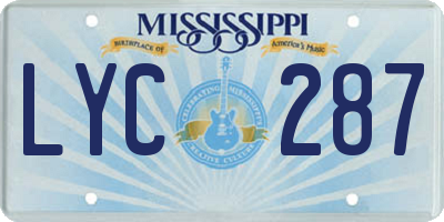 MS license plate LYC287