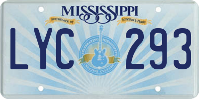 MS license plate LYC293