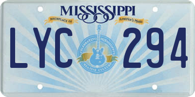 MS license plate LYC294