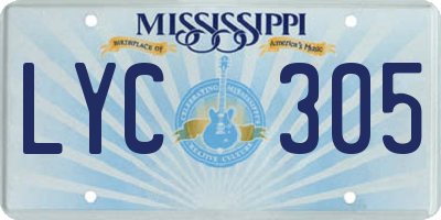 MS license plate LYC305